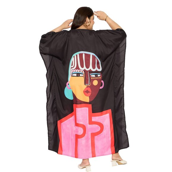 Gypsie Blu Lady Tribal Printed Women Caftan Maxi Dress Summer Kimono for Party - Picture 5 of 7